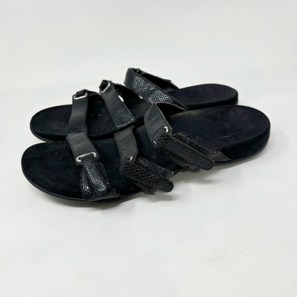VIONIC Women’s Black Snake Skin AUBREY 3 Strap Sandals Orthoheel Technology Sz 9 - Picture 7 of 11
